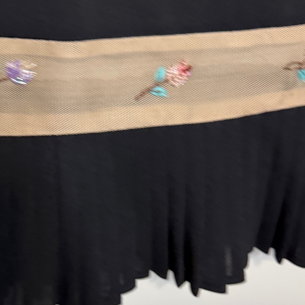 BCBG Y2K Black Skirt with Embroidered Hem - Picture 7 of 11